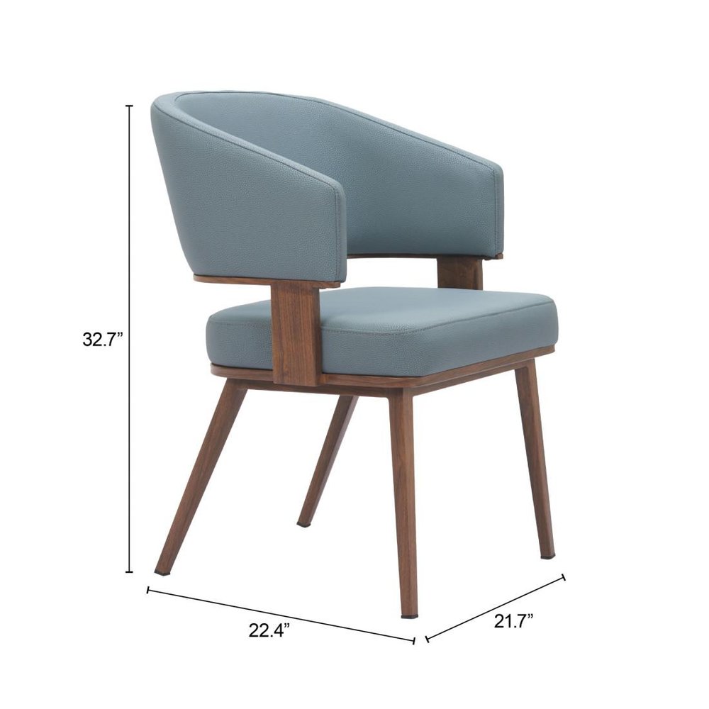 Gray and Walnut Faux Leather Open Back Dining Arm Chair HomeRoots