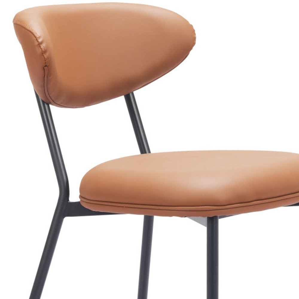 Set of Two Brown and Black Faux Leather Open Back Dining Side Chairs HomeRoots