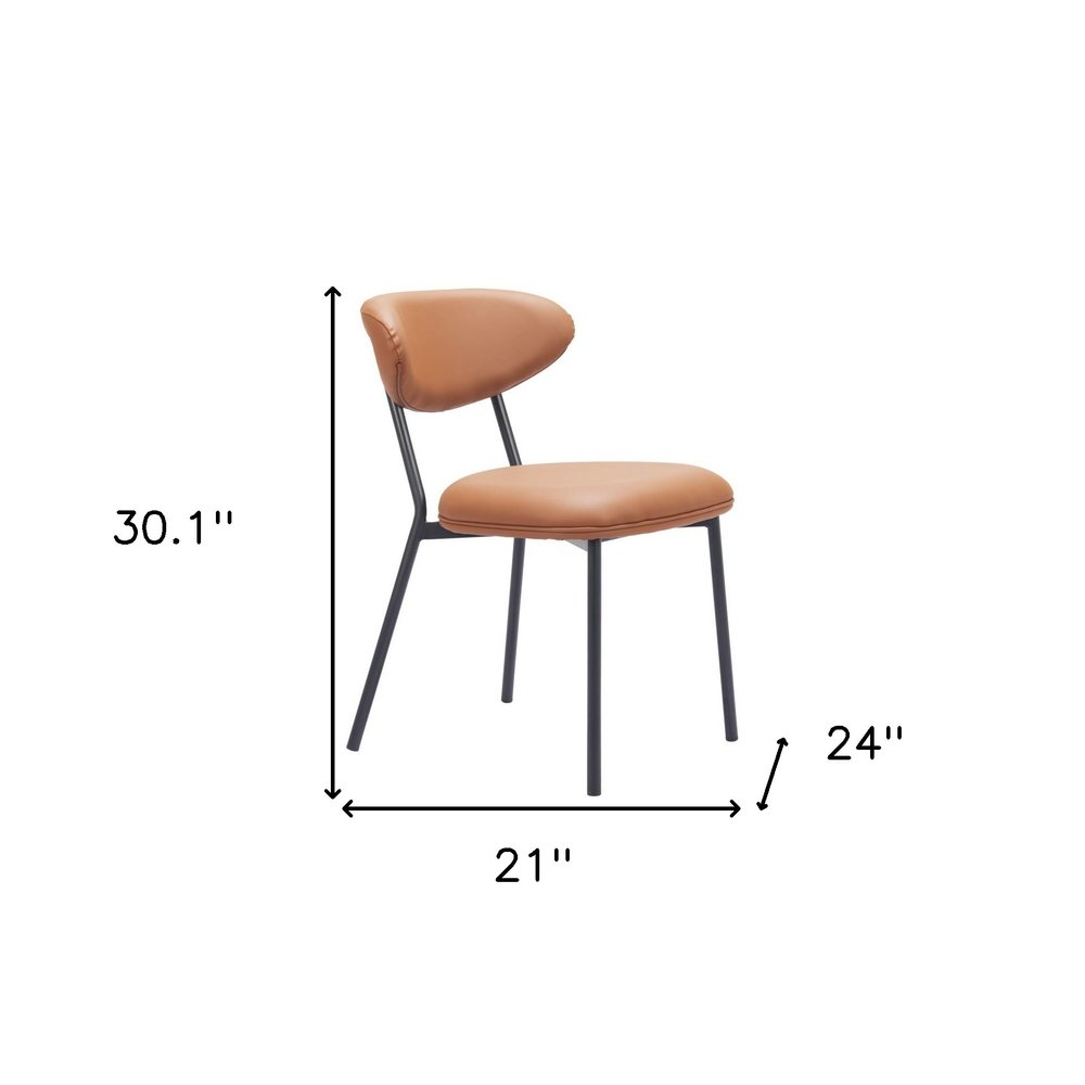 Set of Two Brown and Black Faux Leather Open Back Dining Side Chairs HomeRoots