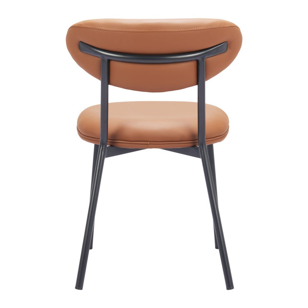 Set of Two Brown and Black Faux Leather Open Back Dining Side Chairs HomeRoots