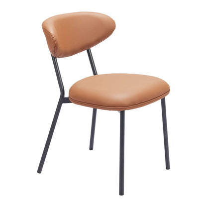 Set of Two Brown and Black Faux Leather Open Back Dining Side Chairs HomeRoots