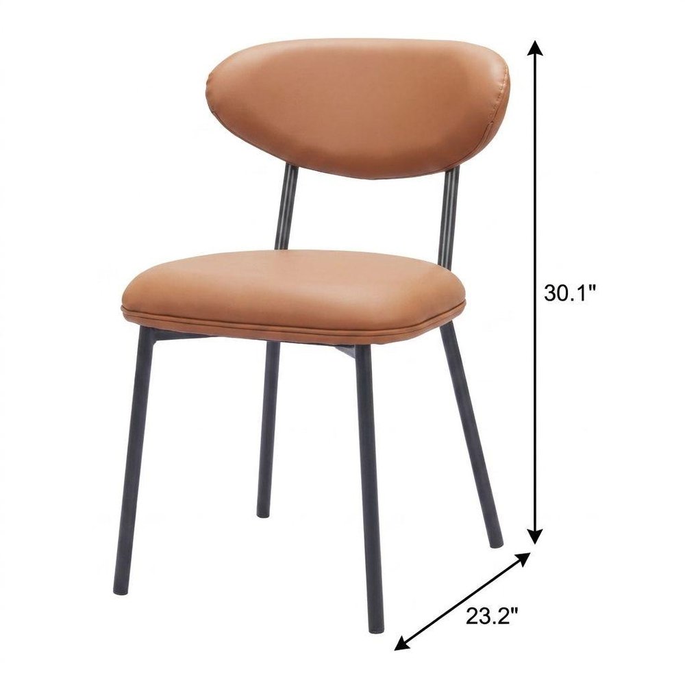 Set of Two Brown And Black Faux Leather And Wood And Steel Open Back Dining Side Chairs — view 10