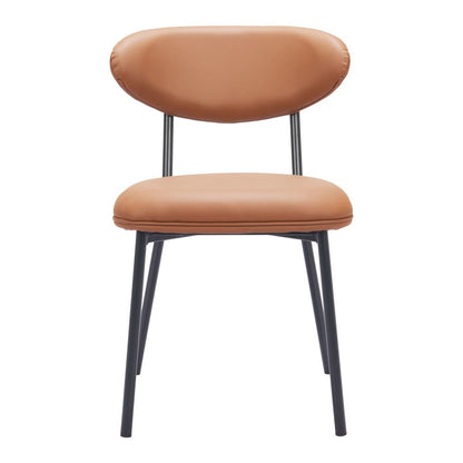 Set of Two Brown and Black Faux Leather Open Back Dining Side Chairs HomeRoots