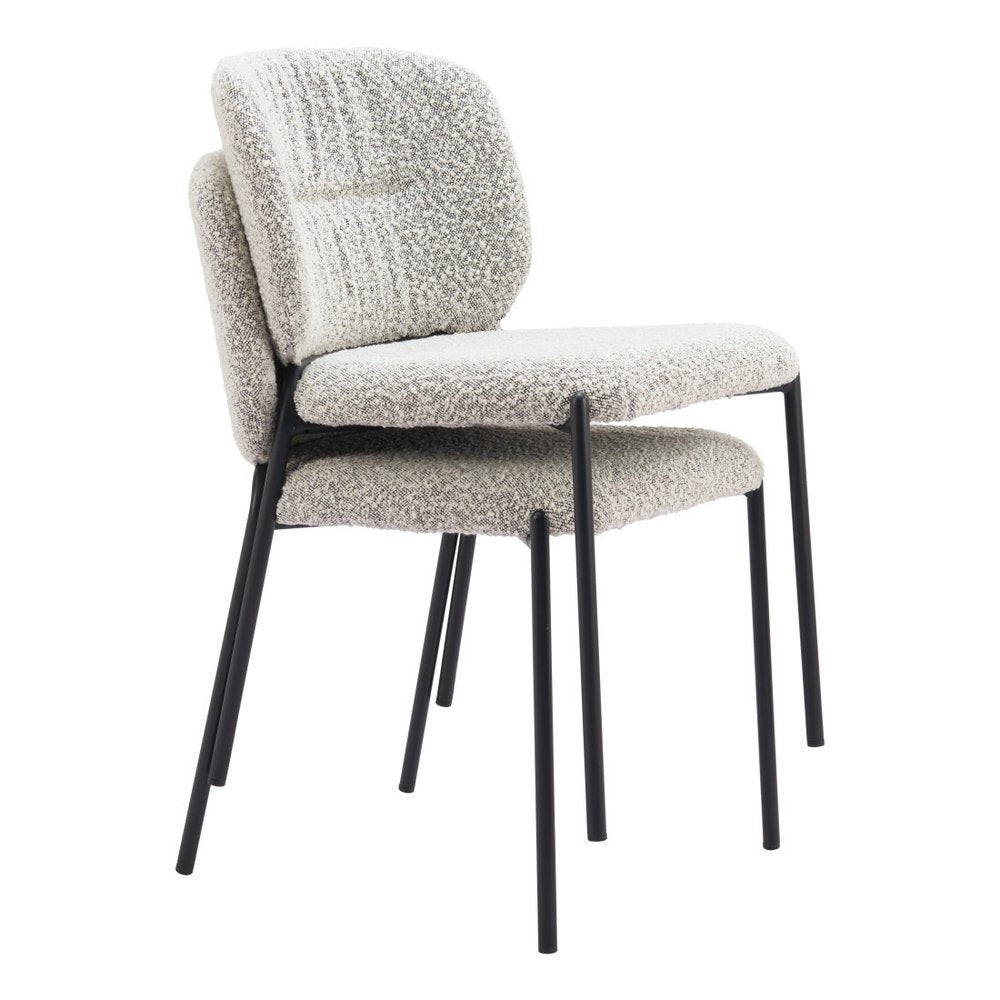 Set of Two Gray And Black Fabric And Wood And Steel Dining Side Chairs — view 6