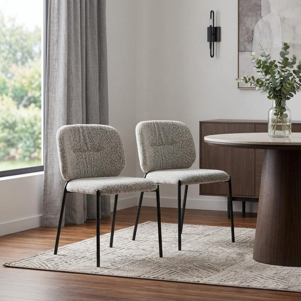 Set of Two Gray And Black Fabric And Wood And Steel Dining Side Chairs — view 2