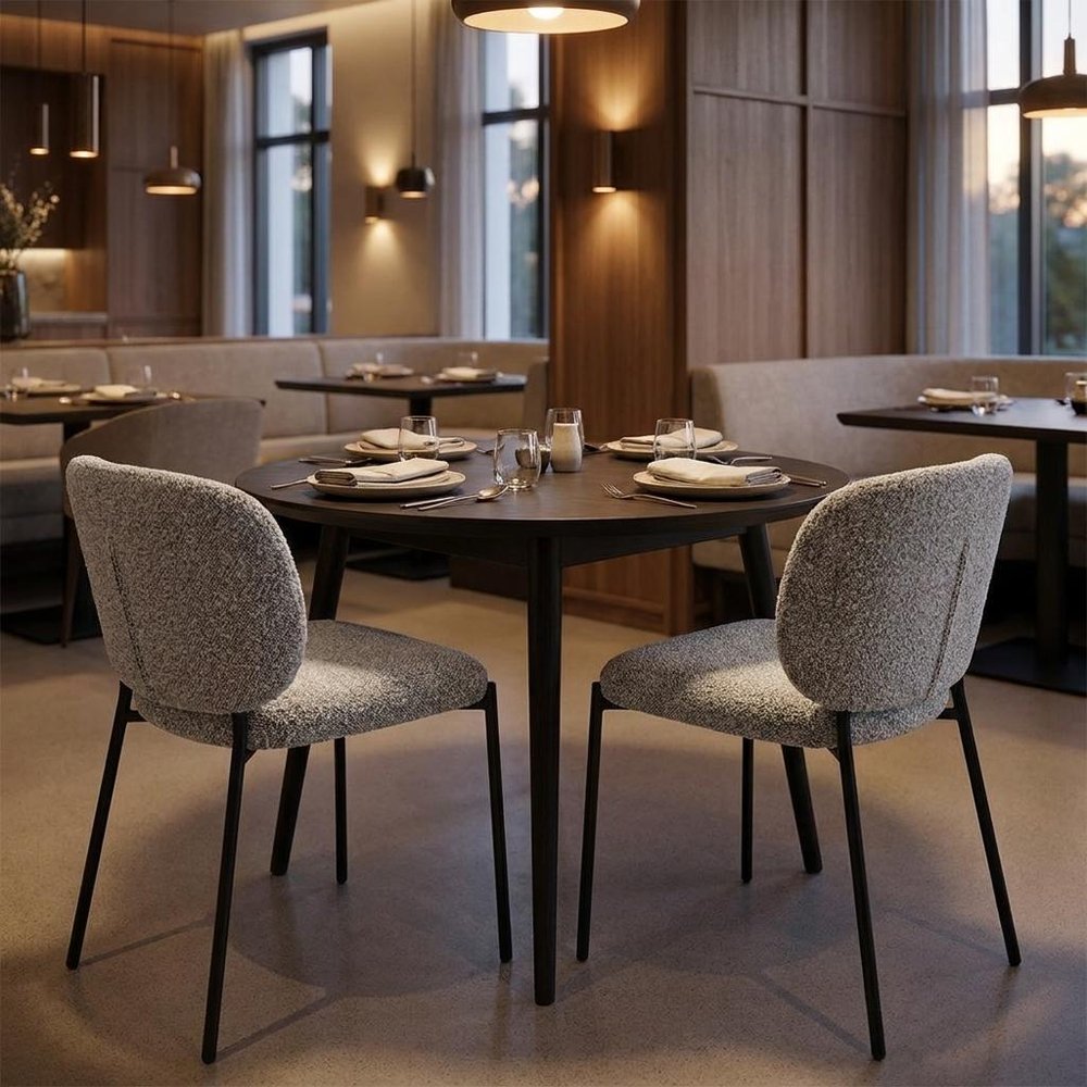 Set of Two Gray And Black Fabric And Wood And Steel Dining Side Chairs — view 1