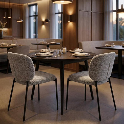 Set of Two Gray And Black Fabric And Wood And Steel Dining Side Chairs HomeRoots