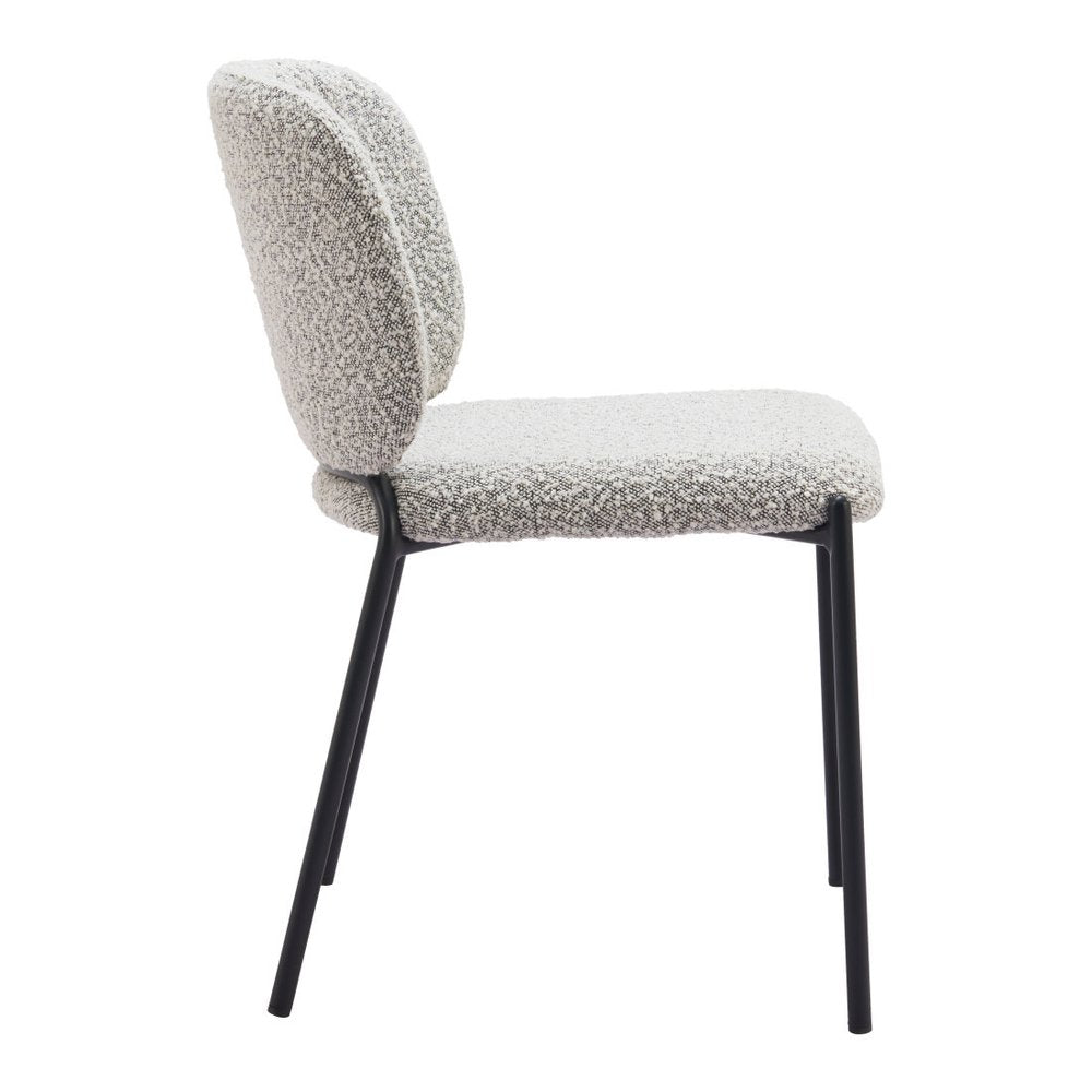 Set of Two Gray And Black Fabric And Wood And Steel Dining Side Chairs HomeRoots