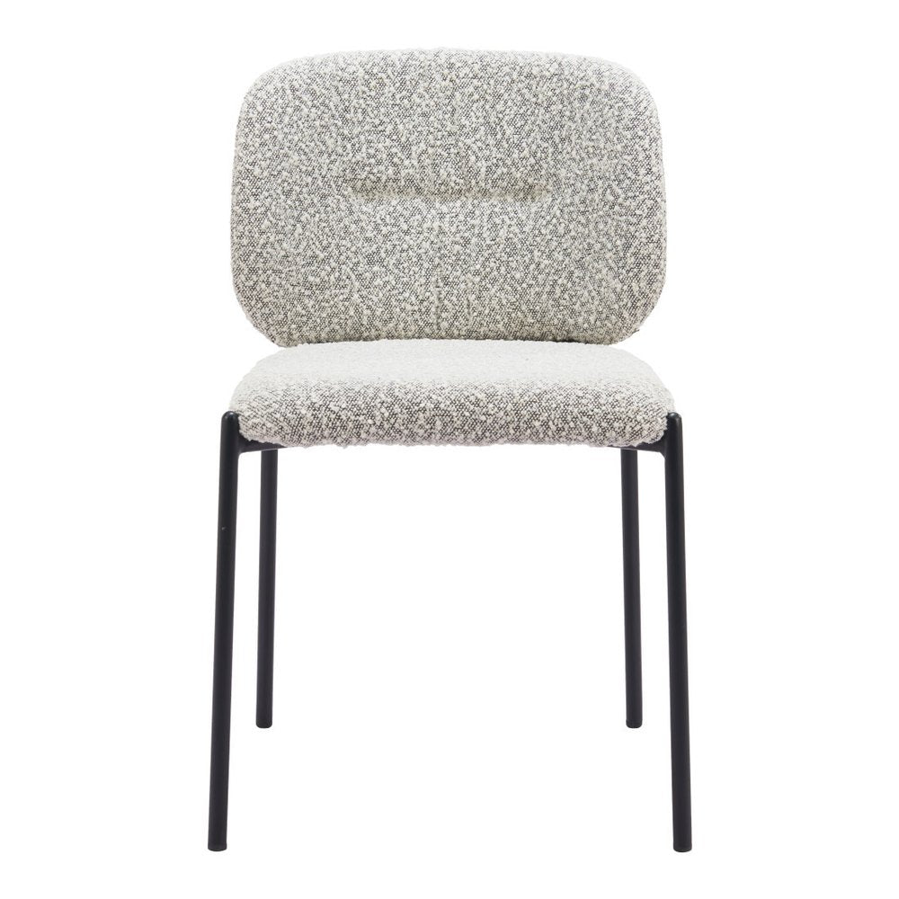 Set of Two Gray And Black Fabric And Wood And Steel Dining Side Chairs HomeRoots