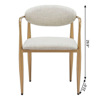 Set of Two Gray And Brown Upholstery And Wood Open Back Dining Arm Chairs HomeRoots