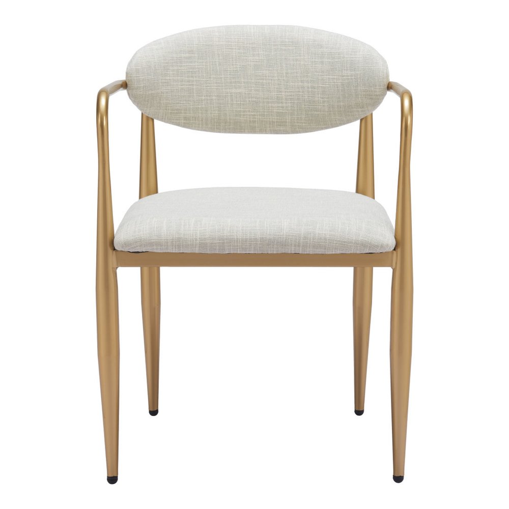 Set of Two Gray And Brown Upholstery And Wood Open Back Dining Arm Chairs — view 4