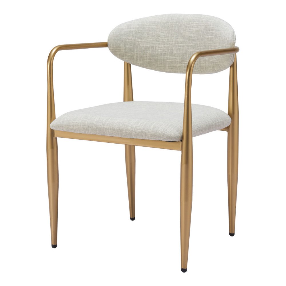 Set of Two Gray And Brown Upholstery And Wood Open Back Dining Arm Chairs HomeRoots