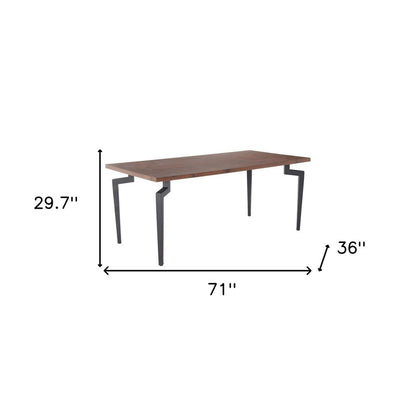 71" Brown and Black Wood and Steel Dining Table HomeRoots