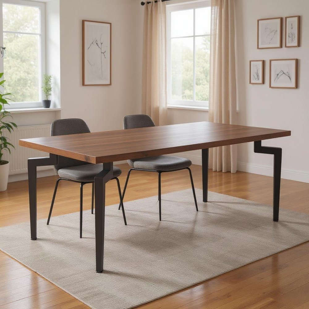 71" Brown and Black Wood and Steel Dining Table HomeRoots
