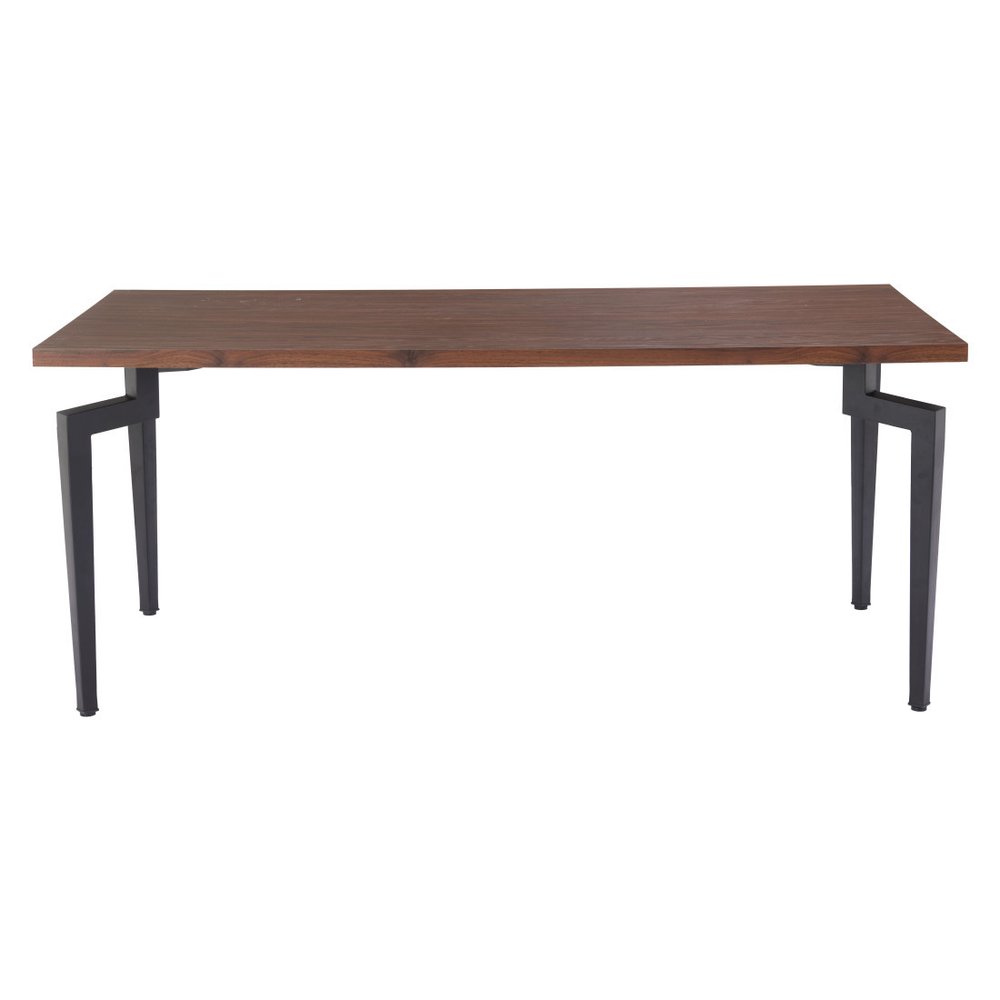 71" Brown and Black Wood and Steel Dining Table HomeRoots