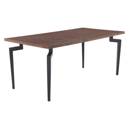 71" Brown and Black Wood and Steel Dining Table HomeRoots