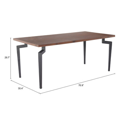 71" Brown and Black Wood and Steel Dining Table HomeRoots