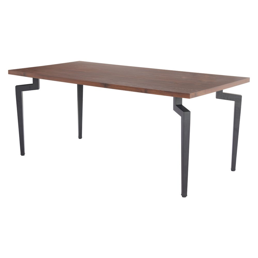 71" Brown and Black Wood and Steel Dining Table HomeRoots