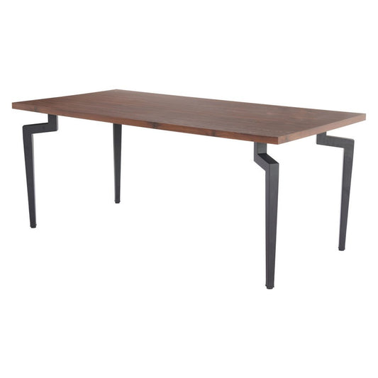 71" Brown and Black Wood and Steel Dining Table HomeRoots