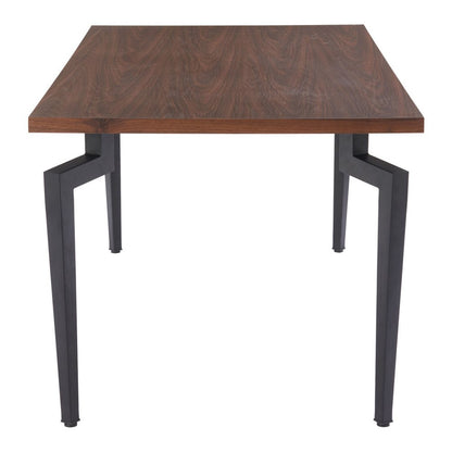71" Brown and Black Wood and Steel Dining Table HomeRoots