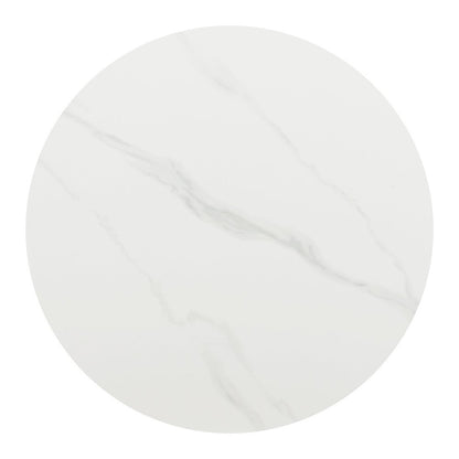 48" White and Black Faux Marble and Steel Pedestal Base Round Top Dining Table HomeRoots