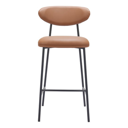 Set of Two 29" Brown And Black Faux Leather And Steel Low Back Bar Height Bar Chairs HomeRoots