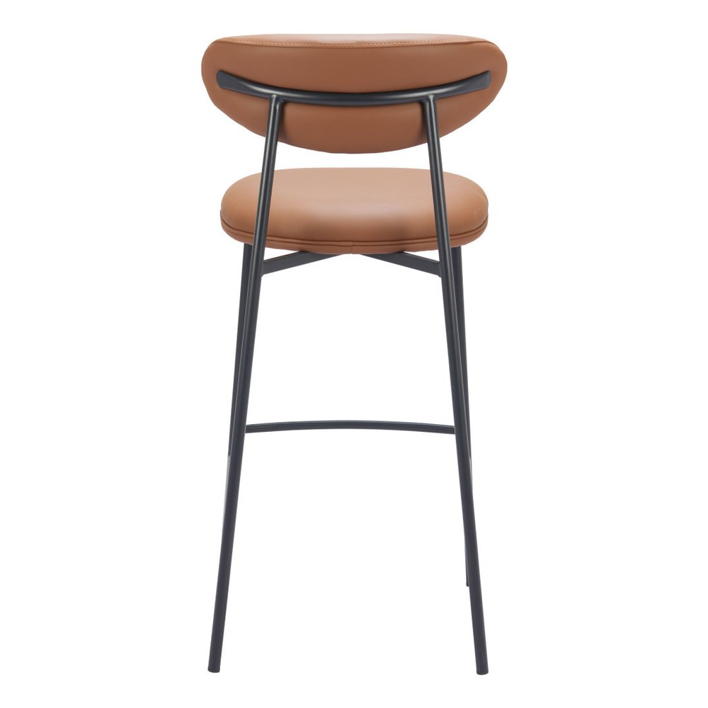 Set of Two 29" Brown And Black Faux Leather And Steel Low Back Bar Height Bar Chairs HomeRoots