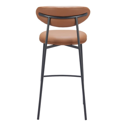 Set of Two 29" Brown And Black Faux Leather And Steel Low Back Bar Height Bar Chairs HomeRoots