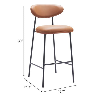 Set of Two 29" Brown and Black Faux Leather and Steel Low Back Bar Height Bar Chairs HomeRoots