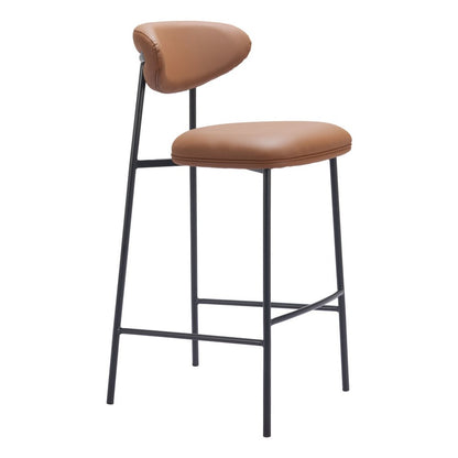 Set of Two 29" Brown And Black Faux Leather And Steel Low Back Bar Height Bar Chairs HomeRoots