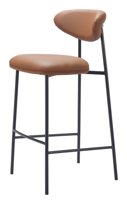 Set of Two 29" Brown And Black Faux Leather And Steel Low Back Bar Height Bar Chairs HomeRoots