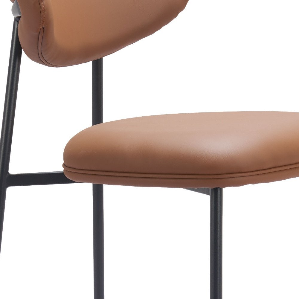 Set of Two 29" Brown And Black Faux Leather And Steel Low Back Bar Height Bar Chairs HomeRoots