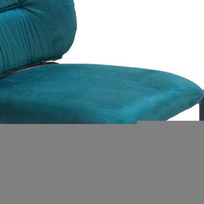 Set of Two 25" Green and Black Velvet and Steel Counter Height Bar Chairs HomeRoots