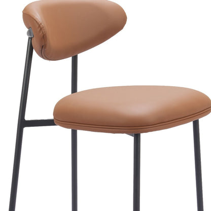 Set of Two 25" Brown And Black Faux Leather And Steel Low Back Counter Height Bar Chairs HomeRoots