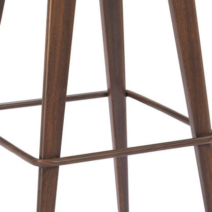 Set of Two 31" Taupe And Walnut Faux Leather And Steel Backless Bar Height Bar Chairs HomeRoots