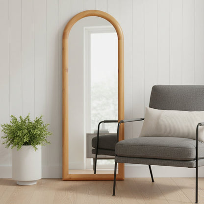 66" Natural Solid Wood Arch Framed Full Length Mirror HomeRoots