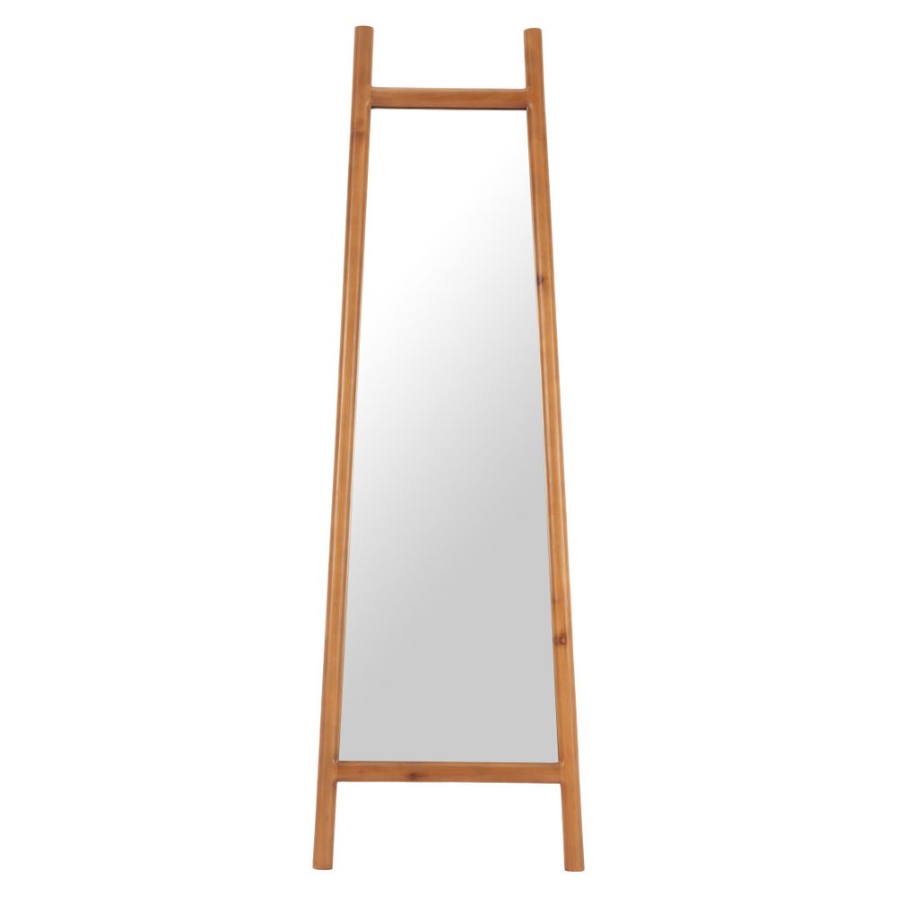 70" Natural Solid Wood Leaning Geometric Framed Standing Mirror HomeRoots
