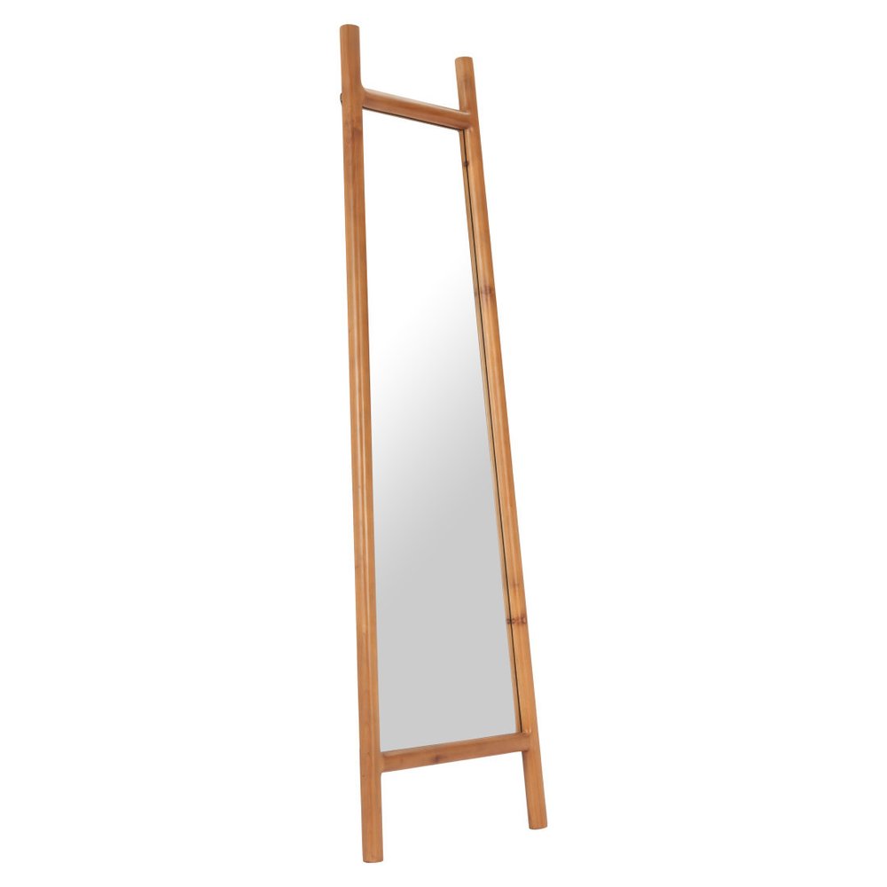 70" Natural Solid Wood Leaning Geometric Framed Standing Mirror HomeRoots