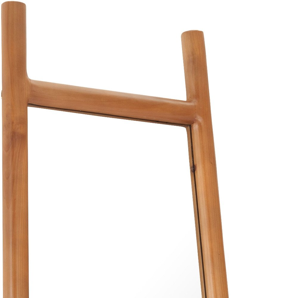70" Natural Solid Wood Leaning Geometric Framed Standing Mirror HomeRoots