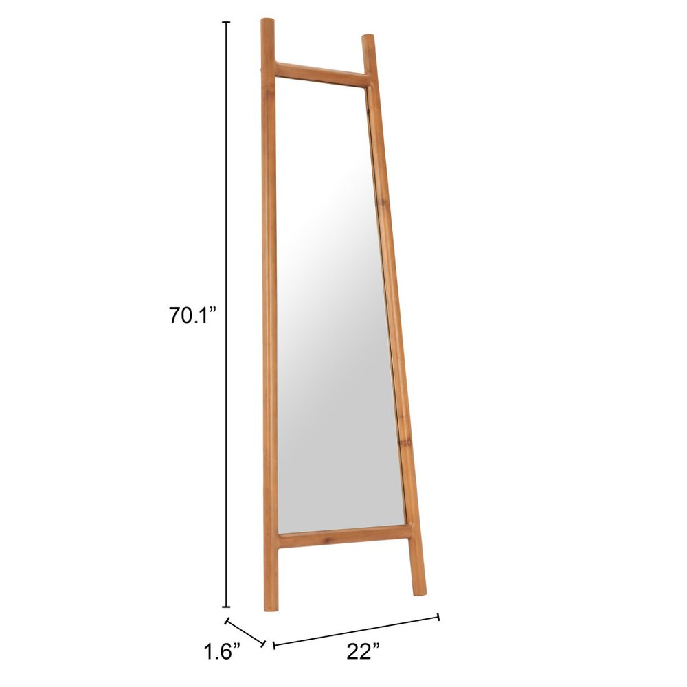 70" Natural Solid Wood Leaning Geometric Framed Standing Mirror HomeRoots
