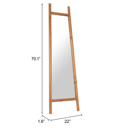 70" Natural Solid Wood Leaning Geometric Framed Standing Mirror HomeRoots