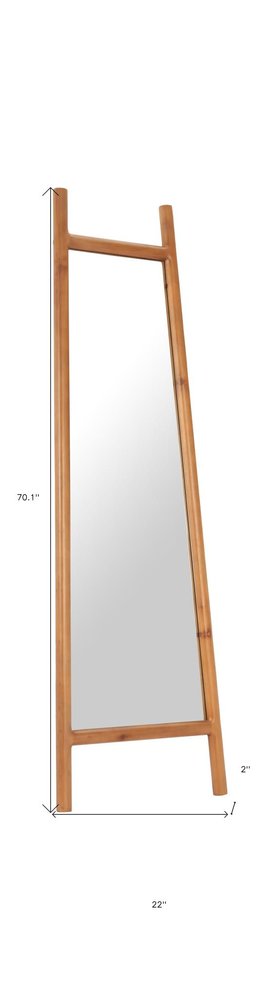 70" Natural Solid Wood Leaning Geometric Framed Standing Mirror HomeRoots