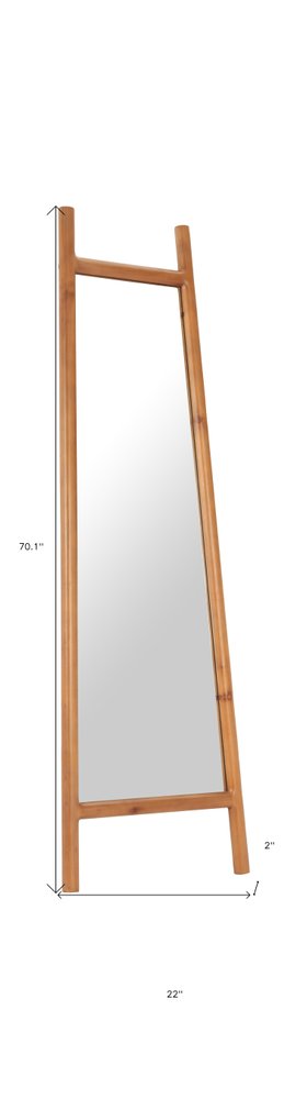 70" Natural Solid Wood Leaning Geometric Framed Standing Mirror HomeRoots