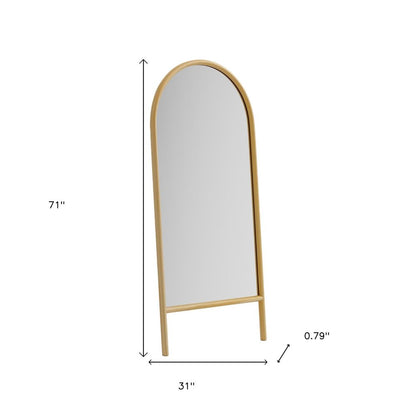 71" Natural Solid Wood Arch Freestanding Framed Full Length Mirror HomeRoots
