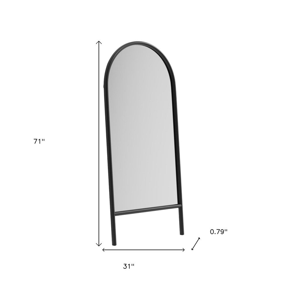 71" Black Solid Wood Arch Freestanding Framed Full Length Mirror HomeRoots
