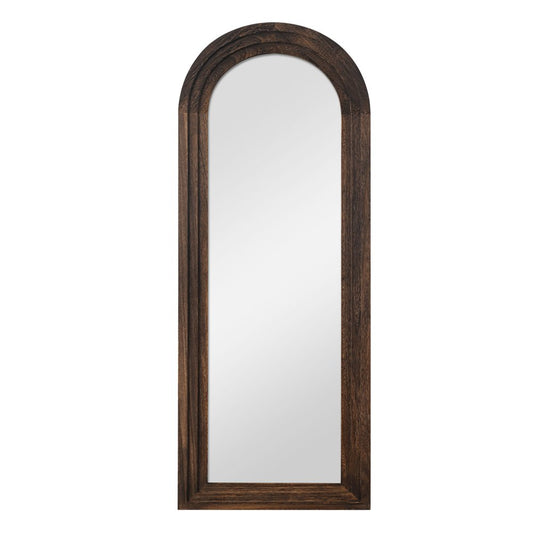 71" Brown Solid Wood Arch Freestanding Framed Full Length Mirror