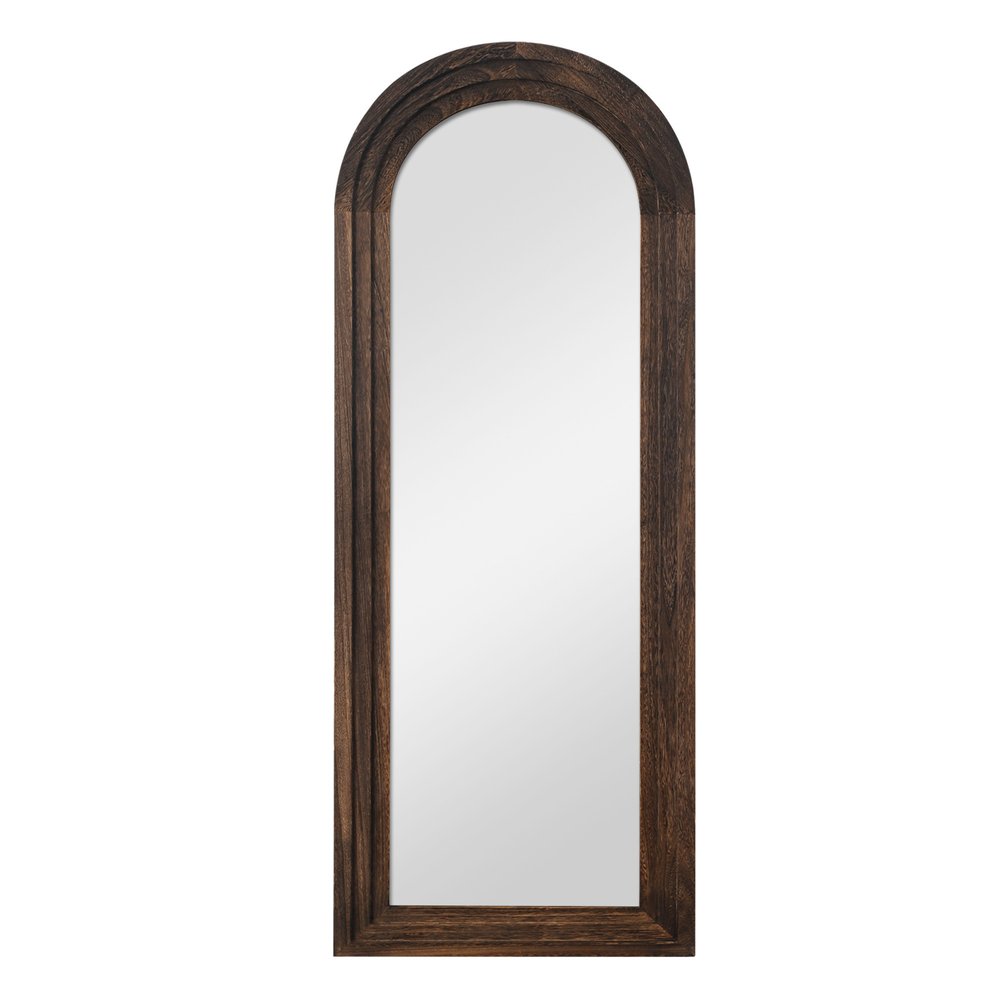 71" Brown Solid Wood Arch Freestanding Framed Full Length Mirror — view 3