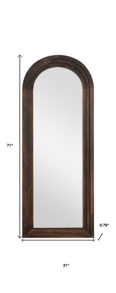 71" Brown Solid Wood Arch Freestanding Framed Full Length Mirror — view 4