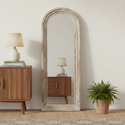 71" Brown Solid Wood Arch Freestanding Framed Full Length Mirror HomeRoots