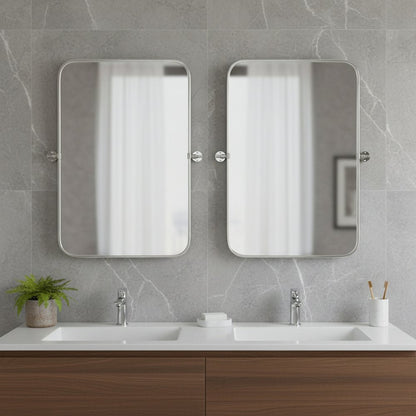 Set of Two 32" Silver Metal Framed Accent Mirrors HomeRoots